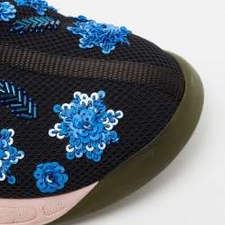 Dior Black Mesh Fusion Floral Crystal Embellished Slip On Sneakers Size 37