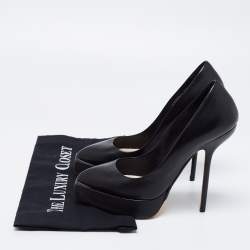 Dior Black Leather Square Sole Platform Pumps Size 39