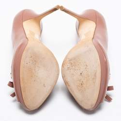 Pre Owned Dior Pink Patent Leather Bow Chain Detail Peep Toe Pumps Size 41