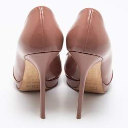 Pre Owned Dior Pink Patent Leather Bow Chain Detail Peep Toe Pumps Size 41