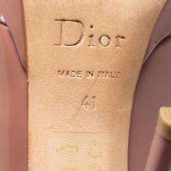 Pre Owned Dior Pink Patent Leather Bow Chain Detail Peep Toe Pumps Size 41