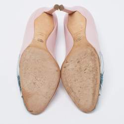 Pre Owned Dior Light Pink Leather Floral Print Pumps Size 38.5