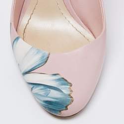 Pre Owned Dior Light Pink Leather Floral Print Pumps Size 38.5