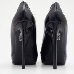 Pre Owned Dior Dark Blue Leather Embellished Peep Toe Pumps Size 35