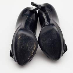 Pre Owned Dior Dark Blue Leather Embellished Peep Toe Pumps Size 35