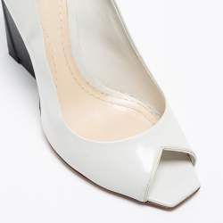 Pre Owned Dior White Leather Peep Toe Pumps Size 39.5
