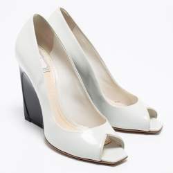 Pre Owned Dior White Leather Peep Toe Pumps Size 39.5