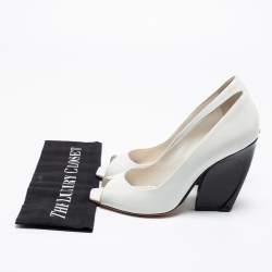 Pre Owned Dior White Leather Peep Toe Pumps Size 39.5