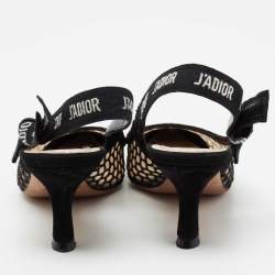 Pre Owned Dior Black Net and Suede Trim J'Adior Slingback Pumps Size 36.5