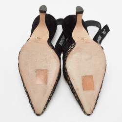 Pre Owned Dior Black Net and Suede Trim J'Adior Slingback Pumps Size 36.5