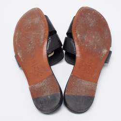 Pre Owned Dior Black Leather Montaigne Slide Sandals Size 36.5