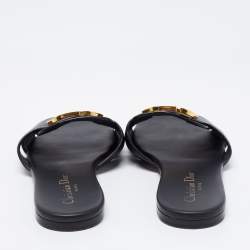 Pre Owned Dior Black Leather Montaigne Slide Sandals Size 36.5
