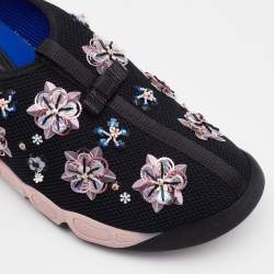 Pre Owned Dior Black Mesh Fusion Embellished Slip On Sneakers Size 39