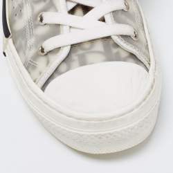 Pre Owned حذاء رياضي ديور شبكة أوبليك ومطاطا وبي في سي أبيض/أسود بعنق طويل مقاس 39