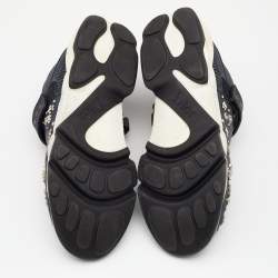 Pre Owned Dior Grey Mesh And Fabric Crystal Embellished Fusion Slip On Sneakers Size 39.5