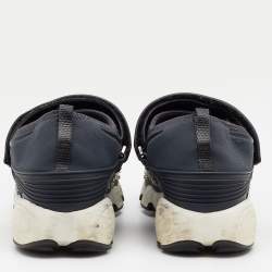 Pre Owned Dior Grey Mesh And Fabric Crystal Embellished Fusion Slip On Sneakers Size 39.5