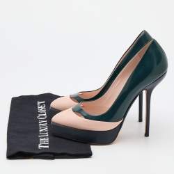 Pre Owned Dior Tricolor Leather Square Sole Platform Pumps Size 39
