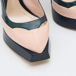 Pre Owned Dior Tricolor Leather Square Sole Platform Pumps Size 39