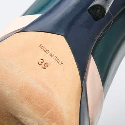 Pre Owned Dior Tricolor Leather Square Sole Platform Pumps Size 39