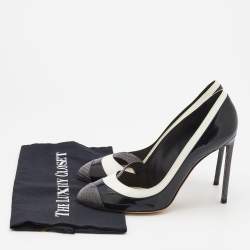 Pre Owned Dior Multicolor Leather And Snakeskin Cap Toe Pumps Size 38.5