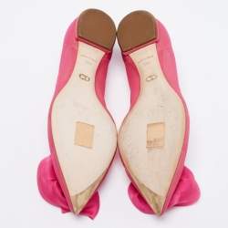 Dior Pink Fabric Flower Embellished Pointed Toe Ballet Flats Size 38.5