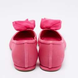 Dior Pink Fabric Flower Embellished Pointed Toe Ballet Flats Size 38.5