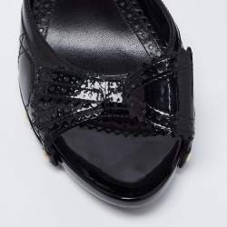 مملوكة مسبقًا Dior Black Cannage Patent Leather Bow Slide Sandals Size 40