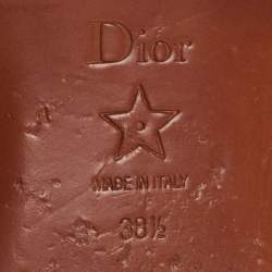 مملوكة مسبقًا Dior Navy Blue/White Embroidered Canvas Dway Flat Slides Size 38.5