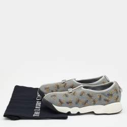 Pre Owned Dior Grey Fabric Fusion Embroidered Low Top Sneakers Size 38