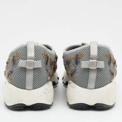 Pre Owned Dior Grey Fabric Fusion Embroidered Low Top Sneakers Size 38