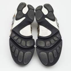 Pre Owned Dior Grey Fabric Fusion Embroidered Low Top Sneakers Size 38