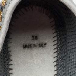 Pre Owned Dior Grey Fabric Fusion Embroidered Low Top Sneakers Size 38