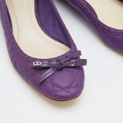 Dior Purple Quilted Leather Bow Ballet Pumps Size 38.5