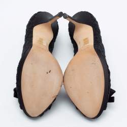 Pre Owned Dior Black Lace And Satin Peep Toe Pumps Size 38