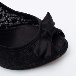 Pre Owned Dior Black Lace And Satin Peep Toe Pumps Size 38
