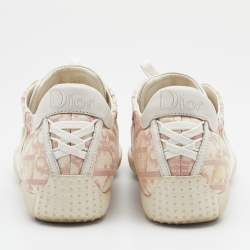 Pre Owned حذاء رياضي ديور جلد وكانفاس أبيض/وردي بعنق منخفض مقاس 40