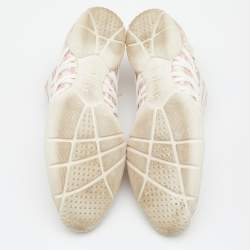 Pre Owned حذاء رياضي ديور جلد وكانفاس أبيض/وردي بعنق منخفض مقاس 40