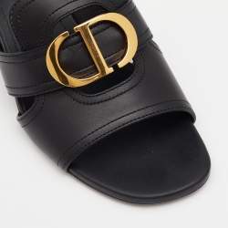 Pre Owned Dior Black Leather 30 Montaigne Slide Sandals Size 38.5