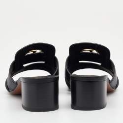 Pre Owned Dior Black Leather 30 Montaigne Slide Sandals Size 38.5