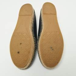 Pre Owned Dior Two-Tone Crystal Embellished Denim and Leather Flat Espadrilles Size 40