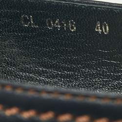 Pre Owned Dior Two-Tone Crystal Embellished Denim and Leather Flat Espadrilles Size 40