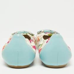 Pre Owned Dior Multicolor Floral Print Fabric and Leather Round Toe Ballet Flats Size 40.5
