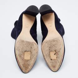 Pre Owned Dior Navy Blue Suede Ankle Length Boots Size 39.5