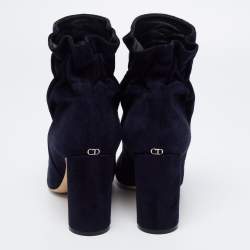Pre Owned Dior Navy Blue Suede Ankle Length Boots Size 39.5