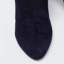 Pre Owned Dior Navy Blue Suede Ankle Length Boots Size 39.5
