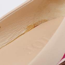 Pre Owned Dior Multicolor Leather and Canvas Buckle Detail Ballet Flats Size 40.5