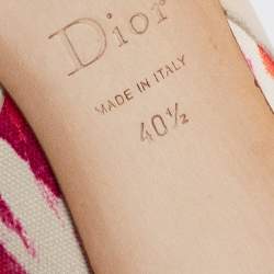 Pre Owned Dior Multicolor Leather and Canvas Buckle Detail Ballet Flats Size 40.5