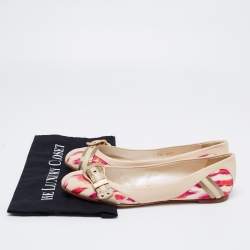 Pre Owned Dior Multicolor Leather and Canvas Buckle Detail Ballet Flats Size 40.5