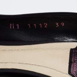 Pre Owned Dior Black Leather Plaque Peep-Toe Pumps Size 39