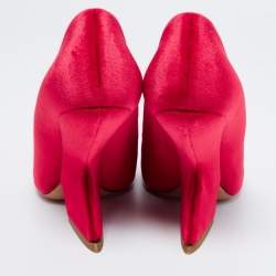 Pre Owned Dior Red Velvet Peep Toe Pumps Size 40